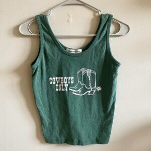 Cowboys Only Green Cropped Tank Size Medium